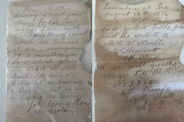 Pisma vojnika iz Prvog svjetskog rata pronađena u boci bit će predana potomcima