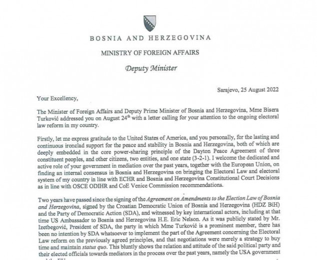 Brkić pisao Blinkenu: Turković zloupotrebljava državne resurse i diplomatske kanale