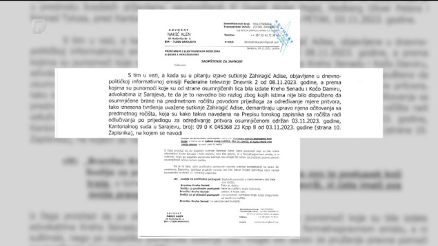 Punomoćnik advokata Senada Krehe, Damira Koče i Damira Beglerovića reagovao na izjave sutkinje Adise Zahiragić