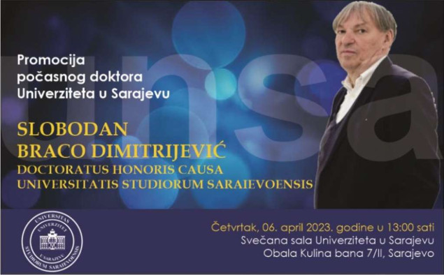 Sutra promocija počasnog doktora Univerziteta u Sarajevu Slobodana Brace Dimitrijevića