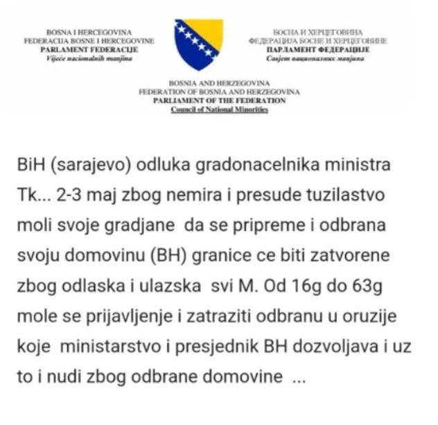 Memorandumi kojima se poziva na rat su falsifikat