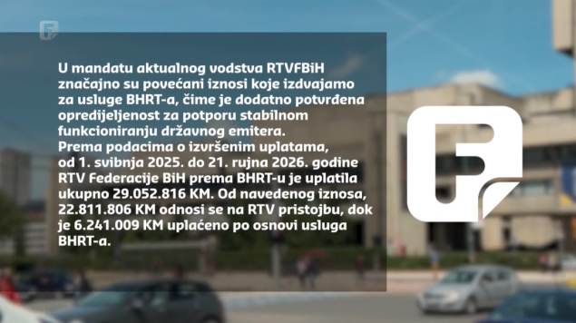 RTVFBiH pozdravlja deblokadu računa BHRT-a, svoje obveze smo redovno izvršavali