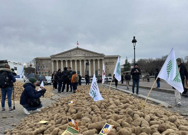 Francuski poljoprivrednici istovarili 30 tona krompira ispred parlamenta u znak protesta