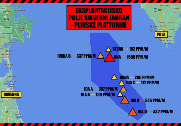 Greenpeace upozorava na metan s naftnih plaformi u Jadranu