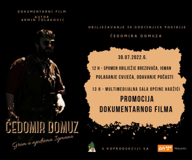 Udruženje 'Grom u njedrima Igmana' produciralo film o Čedomiru Domuzu, heroju Armije BiH
