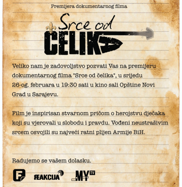 Sarajevo: Večeras premijera dokumentarnog filma "Srce od čelika"