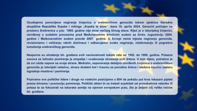 EU osuđuje ponovljeno negiranje činjenica o srebreničkom genocidu