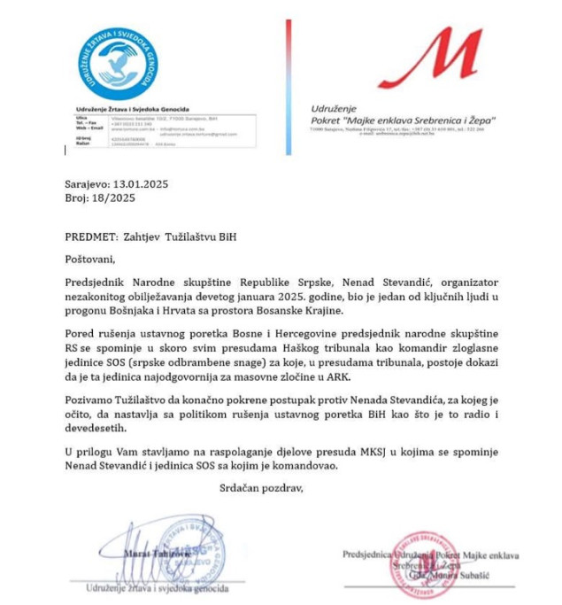 Poziv Tužilaštvu da konačno pokrene postupak protiv Nenada Stevandića