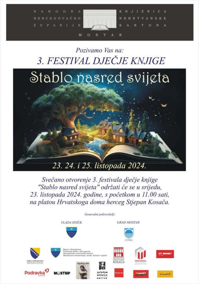 Mostar: Sutra otvaranje Trećeg festivala dječje knjige 'Stablo nasred svijeta'
