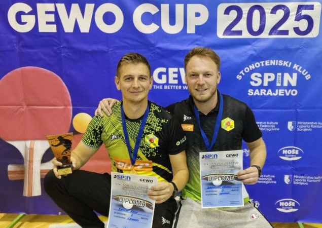 Konjiću prvo, Zahiroviću treće mjesto na međunarodnom stonoteniskom turniru GEWO Cup u Sarajevu