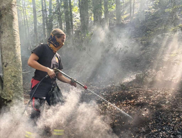 Lara Gvozden među vatrogascima na požarištu kod Bosanskog Grahova: „Situacija je grozna, požar se jako brzo širi"