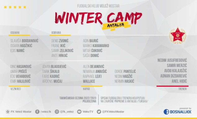 Velež putuje u Antaliju