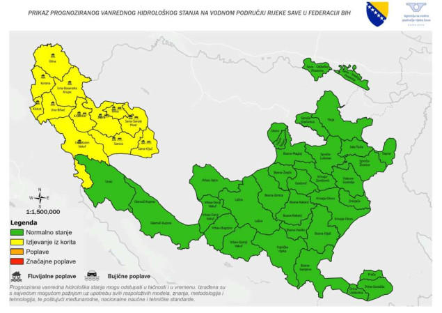 Porast vodostaja od 3. do 6. oktobra uslijed padavina na većem dijelu vodnog područja rijeke Save