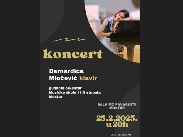 Mostar: Koncert Bernardice Miočević u Pavarotti centru