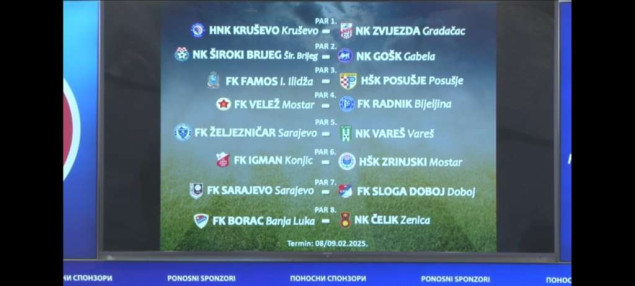 Obavljen žrijeb osmine finala i četvrtfinala nogometnog Kupa BiH
