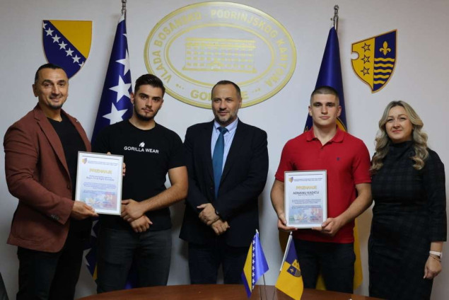 Prijem za Goraždanina Adnana Kadića nakon osvojene bronze na Evropskom prvenstvu u kickboxu