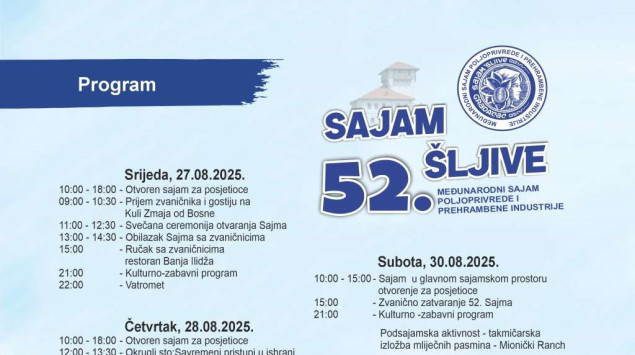 Sve spremno za otvaranje 52. Sajma šljive u Gradačcu, očekuje se 150 izlagača