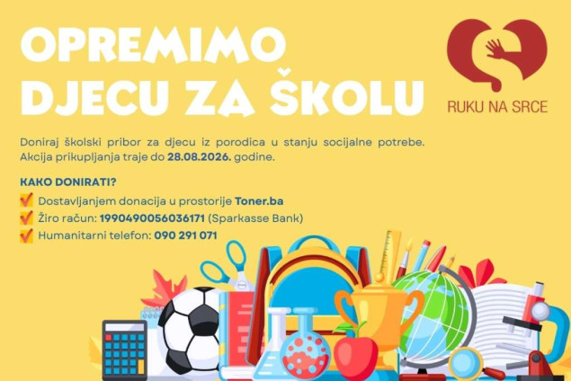 Udruženje 'Ruku na srce': Akcija 'Opremimo djecu za školu'