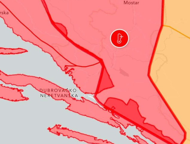 Crveni meteoalarm u Zapadnohercegovačkom kantonu: Temperature do 42 stepena