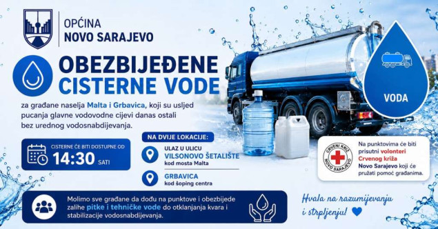 Općina Novo Sarajevo - Osigurane cisterne s pitkom vodom