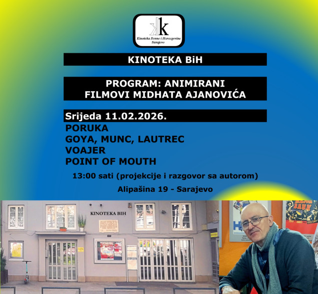 Projekcije animiranih filmova Midhata Ajanovića u Kinoteci BiH