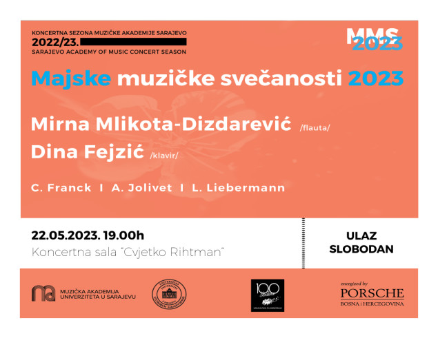 Flautistica Mirna Mlikota - Dizdarević i pijanistica Dina Fejzić nastupaju u sklopu programa Majskih muzičkih svečanosti