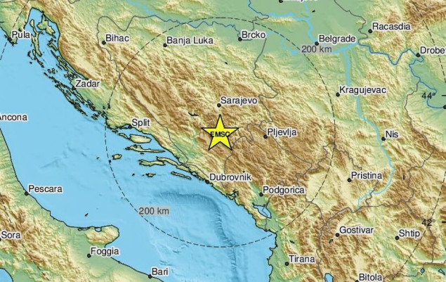 Potres 2,8 stepeni po Richteru sjeveroistočno od Mostara