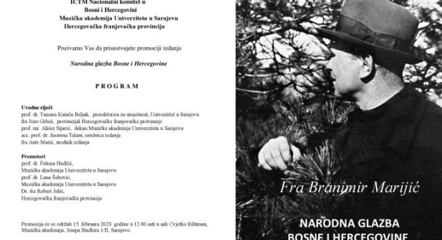 Sutra predstavljanje knjige 'Narodna glazba Bosne i Hercegovine'