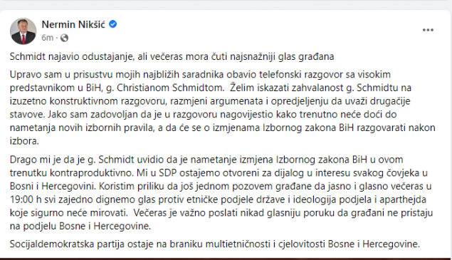 "Razgovarao sam sa Schmidtom, nagovijestio je da odustaje"