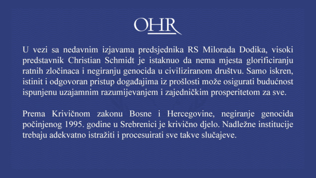 "Nema mjesta glorificiranju ratnih zločinaca i negiranju genocida u civiliziranom društvu"