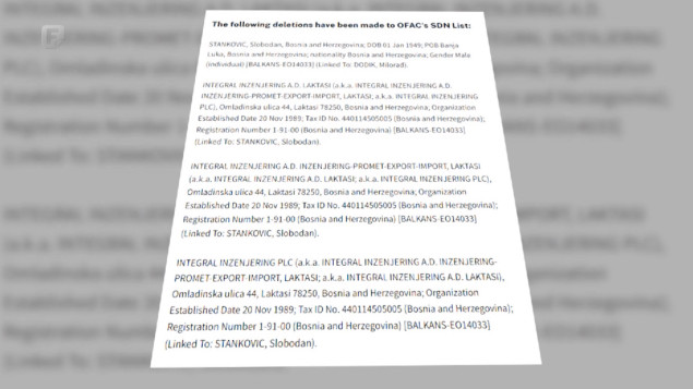 Sa liste sankcija SAD-a skinut Slobodan Stanković i Integral inžinjering