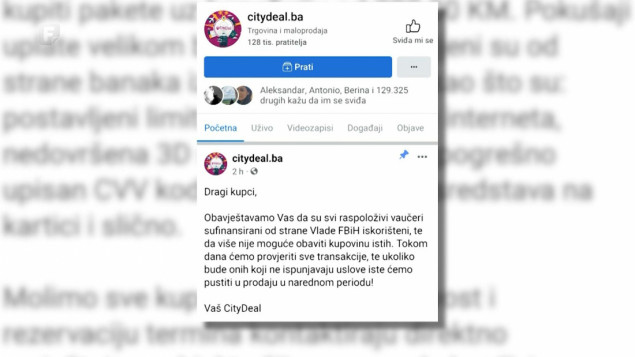 Rasprodani vaučeri Vlade Federacije BiH