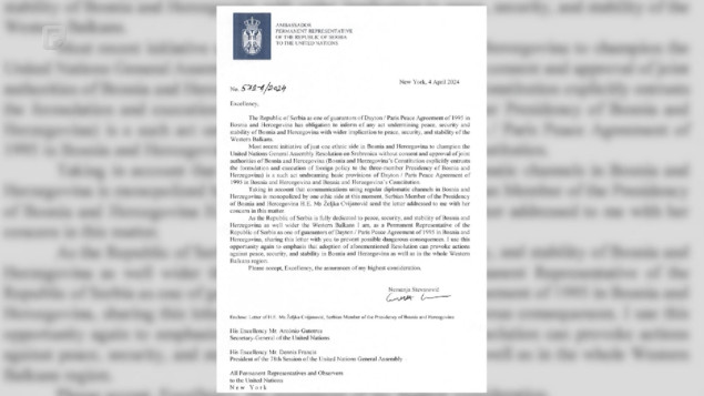 Cvijanović pisala UN-u posredstvom srbijanskog ambasadora: Oslovljena kao članica Predsjedništva Srbije