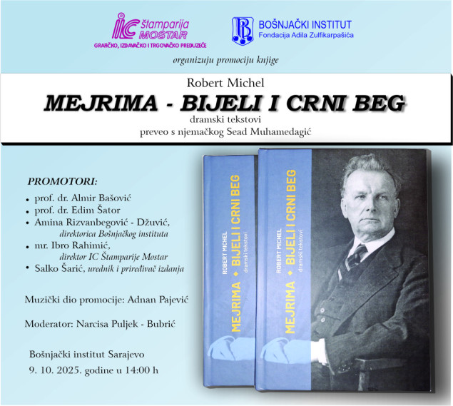 Sutra u Sarajevu promocija knjige Roberta Michela „Mejrima – bijeli i crni beg"