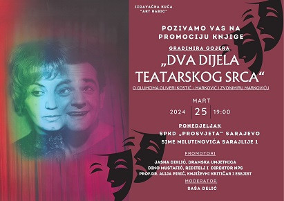 SPKD "Prosvjeta": U ponedjeljak promocija knjige “Dva dijela teatarskog srca”