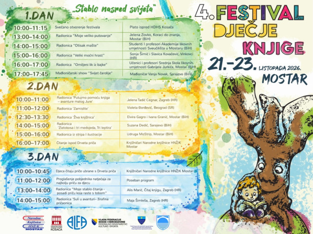 Mostar domaćin četvrtog Dječjeg festivala Stablo nasred svijeta s više od 25 besplatnih aktivnosti Mostar domaćin četvrtog Dječjeg festivala Stablo nasred svijeta s više od 25 besplatnih aktivnosti