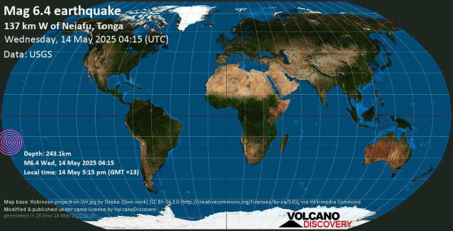 Zemljotres jačine 6,4 stepena pogodio pacifičku državu Tongu