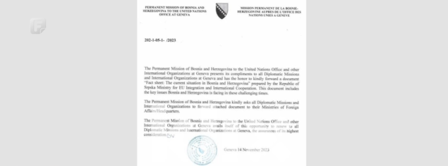 Iz RS-a još jedno pismo međunarodnim zvaničnicima