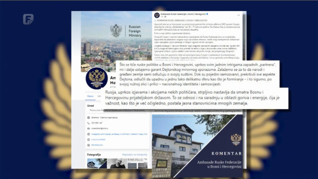 'Rusija ostaje garant Dejtonskog sporazuma, BiH smatra prijateljskom zemljom'