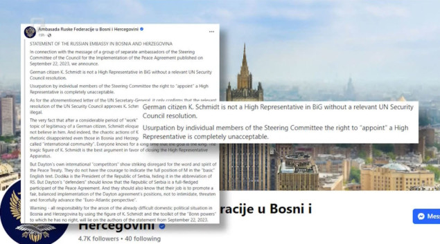 Ambasada Rusije zamjerila PIC-u što za Republiku Srpsku ne koriste puni naziv već skraćenicu