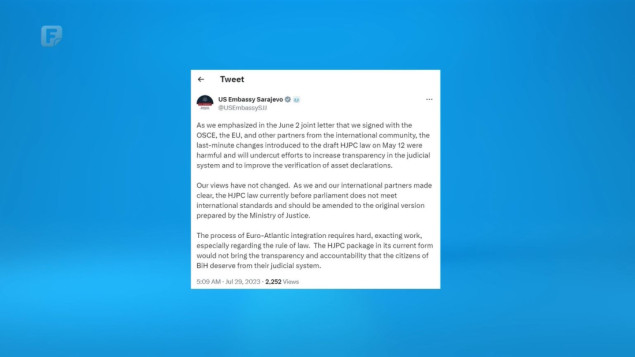 'Nacrt zakona o VSTV-u treba mijenjati jer ne ispunjava međunarodne standarde'