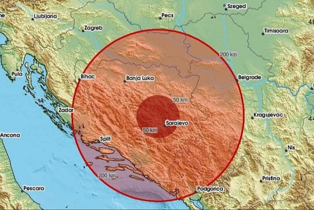 Zemljotres jačine 3,1 stepen pogodio područje Sarajeva