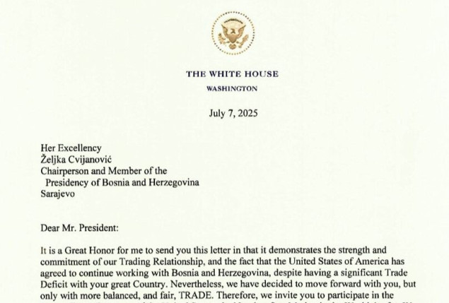 Trump: SAD uvodi carinu od 30 posto na sve proizvode iz BiH