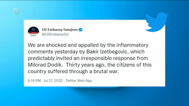 Američka ambasada: Građani BiH zaslužuju bolje od lidera koji apeliraju na etničke podjele