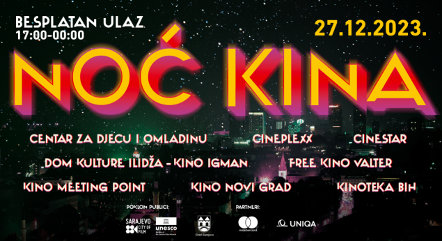 "Noć kina" 27. decembra u Sarajevu, besplatan ulaz u kina