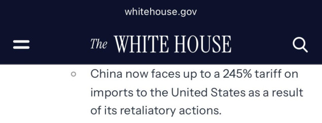 Bijela kuća: Kina se suočava sa carinama do 245 posto zbog uzvratnih akcija