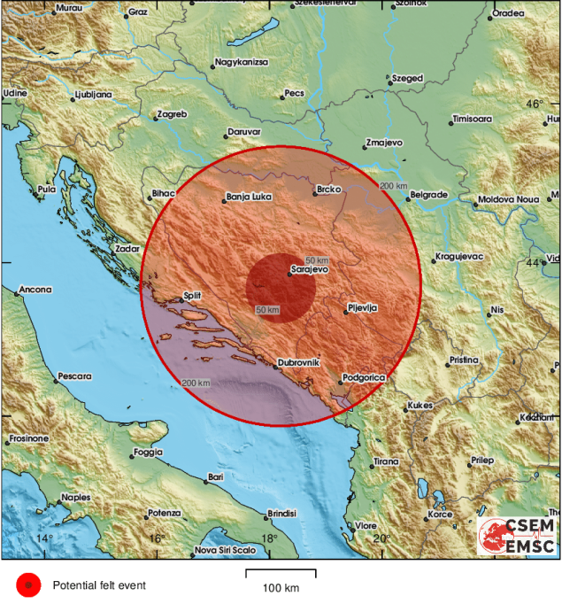 Zemljotres pogodio šire područje Mostara