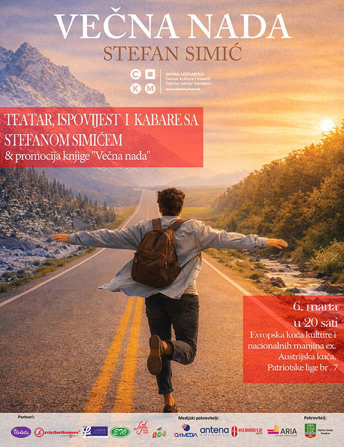 Stefan Simić u Sarajevu – noć teatra, ispovijesti i promocija knjige „Večna nada"