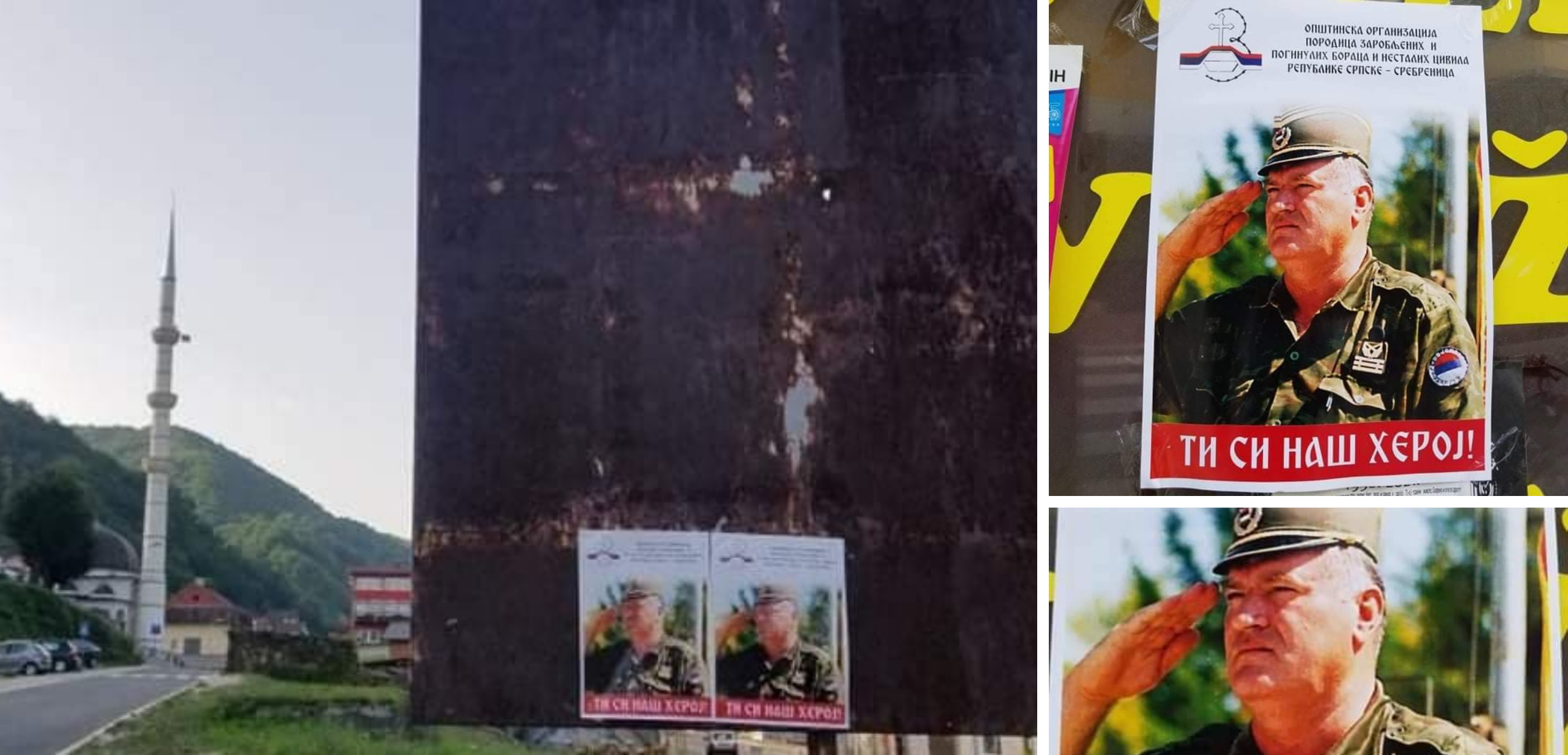 Srebrenica oblijepljena plakatima ratnog zločinca Ratka Mladića