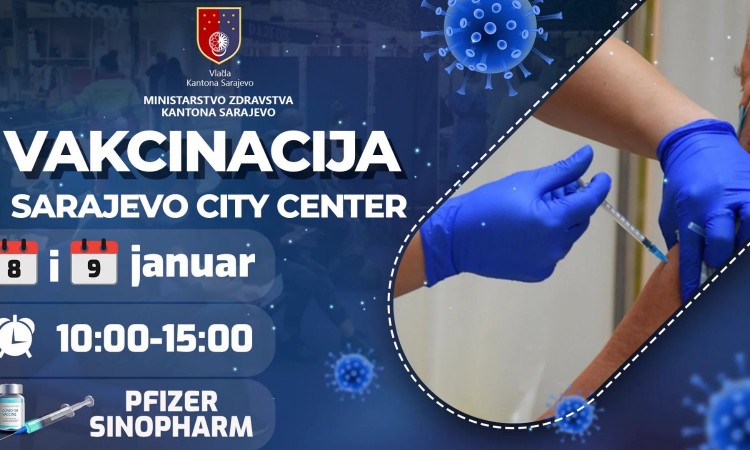 KS: Za vikend vakcinacija u Sarajevo City Centru